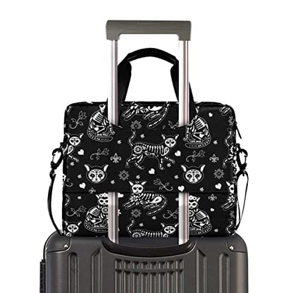 Laptop Bag 15.6 inch, Waterproof Laptop Case with Strap, Protective Laptop Carrying Case for Women&Men, Death Halloween Cats Gothic - color: Death Halloween Cats Gothic