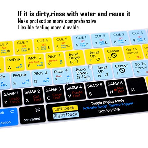 English Silicone Serato Scratch LIVE Shortcuts Hotkey Keyboard Cover Skin for MacBook Pro with Touch Bar 13-inch 15-inch(Model A2159,A1989,A1990,A1706,A1707) (2019-2016)USA Layout Protective Skin - color: Serato Scratch LIVE