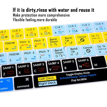 English Silicone Serato Scratch LIVE Shortcuts Hotkey Keyboard Cover Skin for MacBook Pro with Touch Bar 13-inch 15-inch(Model A2159,A1989,A1990,A1706,A1707) (2019-2016)USA Layout Protective Skin - color: Serato Scratch LIVE