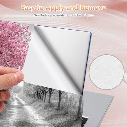 Laptop Skin Sticker Decal 12" 13" 13.3" 14" 15" 15.6",Waterproof Scratch Resistant Vinyl,Reusable Easy to Apply,for MacBook HP Dell Notebooks Netbooks Laptop,2 Wrist Pads,Cherry Blossom Black - color: Cherry Blossom Black