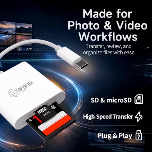 USB-C SD Card Reader, High Speed USB 3.0 Dual Slot SD/TF | High Speed Transfer, Micro SD Adapter, iPhone 17/16/15 Pro Max, iPad Pro/Air, MacBook M4/M3, GoPro, Dash Cam, Android & PC - size: 2 Slot