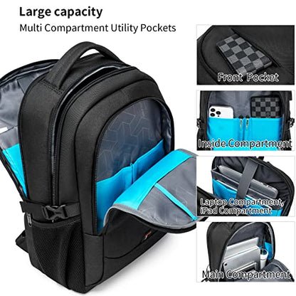 17 Inch Laptop Backpack for Travel with Backpack Rain Cover College Backpack for Men Laptop Bag with USB Charging Port,Black - color: Black With Rain Cover
