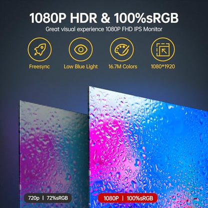 cocopar Portable Monitor 17.3 Inch 1080P FHD 60Hz 100% sRGB Travel Monitor with Speaker HDMI USB-C Second Screen for Laptop MacBook Surface PC Xbox PS4/5, VESA Mountable, with Full Cover Stand - size: 17.3 inch
