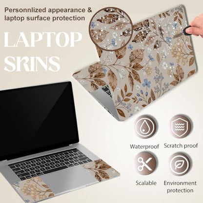 SUPERDANT Brown Wildflowers Laptop Skin Sticker Decal Leaf Universal Laptops Notebook Skin Sticker 12 13 13.3 14 15 15.4 15.6 Inches Vinyl Laptop Cover Stickers Removable Waterproof Notebook Protector - style: Brown Wildflowers