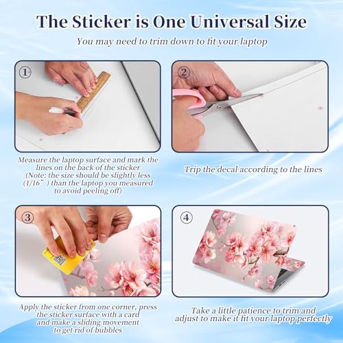 Universal Laptop Protective Skin,Trim-to-Fit Vinyl Sticker for 13–16 Inch Laptop,MacBook,Tablet & Notebook,Scratch-Proof Waterproof Cover,Pink Cherry Blossom - color: Pink Cherry Blossom