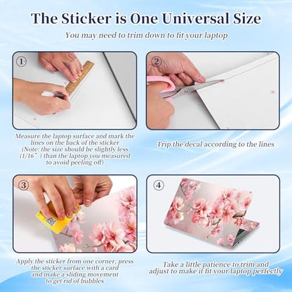 Universal Laptop Protective Skin,Trim-to-Fit Vinyl Sticker for 13–16 Inch Laptop,MacBook,Tablet & Notebook,Scratch-Proof Waterproof Cover,Pink Cherry Blossom - color: Pink Cherry Blossom