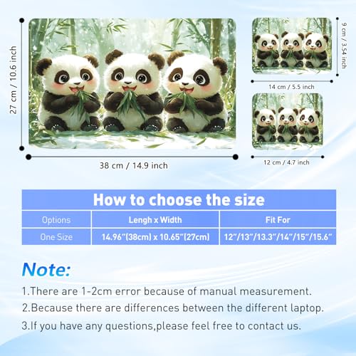 Universal Laptop Skin Sticker Decal with 2 Wrist Pad Skins, Waterproof Scratch Vinyl Cover for 11–15.6 Inch MacBook, HP, Dell, Lenovo, Cutable & Reusable,Cute Baby Panda Trio - color: Cute Baby Panda Trio