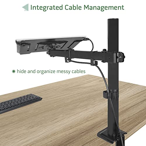 UPGRAVITY Black Laptop Desk Mount for 17 inch Notebook or 14”-32” Monitor | Single Laptop Stand Arm with Vented Tray Holds up to 17.6 lbs, Fully Adjustable, Clamp/Grommet Mounting, VESA 75/100mm - color: Black