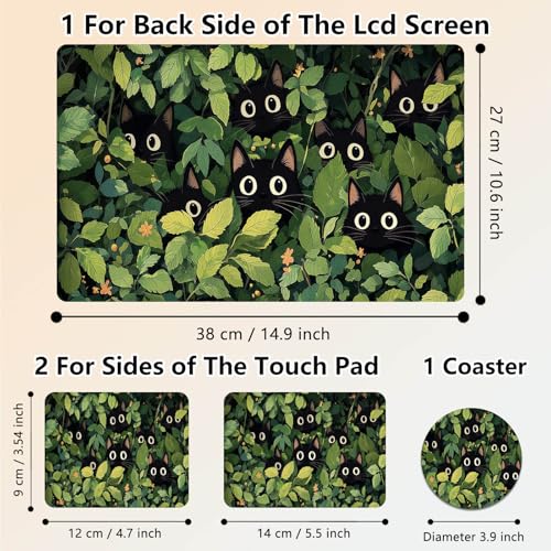 Laptop Skin Sticker Decal 15.6 Inch,12 13 13.3 14 15 15.6 in Laptop Netbook Skins for Notebook,Art Decal Removable Waterproof Scratch Resistant,Universal Vinyl Cover,Cartoon Cat Plant - color: Cartoon Cat Plant