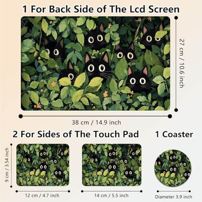Laptop Skin Sticker Decal 15.6 Inch,12 13 13.3 14 15 15.6 in Laptop Netbook Skins for Notebook,Art Decal Removable Waterproof Scratch Resistant,Universal Vinyl Cover,Cartoon Cat Plant - color: Cartoon Cat Plant