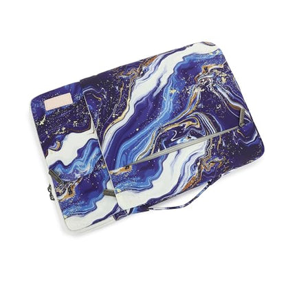 360° Protective Laptop Sleeve Case Bag with 3 Pockets,Handle,Luggage Strap for MacBook Pro 14 inch and 14 inch-14.4 inch Screen Laptop (Blue Marble) - color: Blue Marble, size: 14 inch-14.4 inch