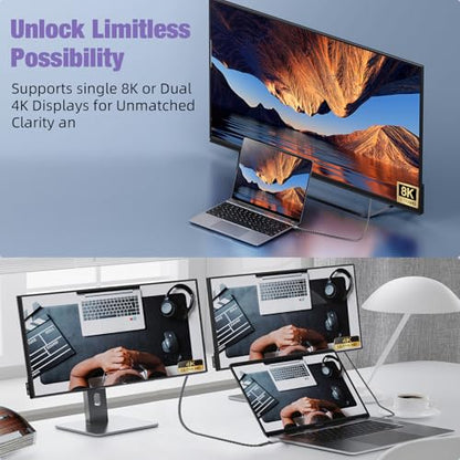 USB 4 Data Cable 40Gbps 8K/4K HD Display @60Hz 240W USB-C to USB C Charge Cable Type-c Compatible with Thunderbolt 4/3 USB3.2/3.1 for MacBook Pro iPhone16 and 140W/100W/60W Hub Docking Station 3.3ft