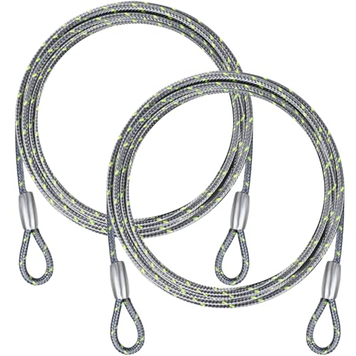 0.13IN Security Steel Cable 4/6/10/15FT Lengths Bike Lock Cable, Cable Rope, Stainless Steel Cable with Loops for Safety and Security - color: Gray, size: 4ft（2Pack）