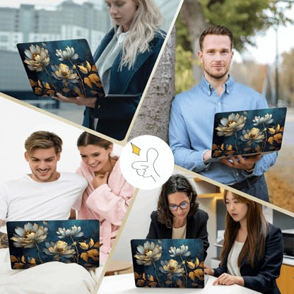 Laptop Shell for MacBook Air 11 inch Case 2015 2014 2013 2012 2011 2010 Release Model A1465 A1370,Air 11.6" Snap on Protective Laptop Hard Case & Keyboard Cover,Blue Gold Flower - color: Blue Gold Flower, size: Air 11" 2010-2015(A1370/A1465)