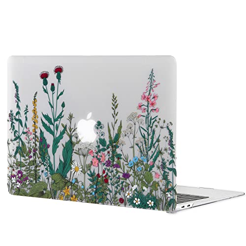 Case for MacBook Air 13-inch Laptop M5 M4 M3 M2 A3449 A3240 A3113 A2681 2026-2022 Release with Touch ID, 3D Effect Matte Clear See Through Hard Cover&Keyboard Cover, Garden Flowers - color: Clear