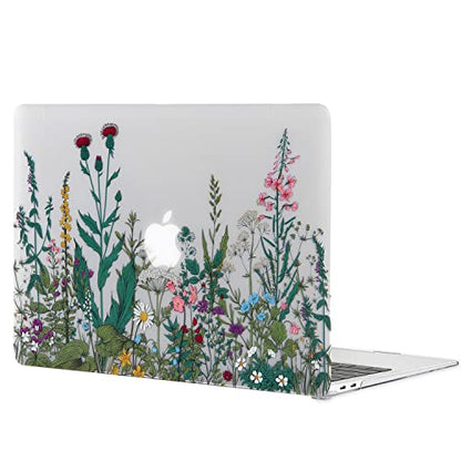Case for MacBook Air 13-inch Laptop M5 M4 M3 M2 A3449 A3240 A3113 A2681 2026-2022 Release with Touch ID, 3D Effect Matte Clear See Through Hard Cover&Keyboard Cover, Garden Flowers - color: Clear