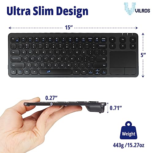 Vilros 2.4G Wireless & Wired Touch Keyboard with Built-in Touchpad- USB Wired + 2.4G Wireless Keyboard Compatible with Raspberry Pi