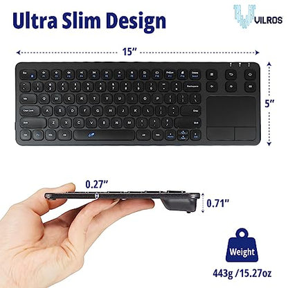 Vilros 2.4G Wireless & Wired Touch Keyboard with Built-in Touchpad- USB Wired + 2.4G Wireless Keyboard Compatible with Raspberry Pi