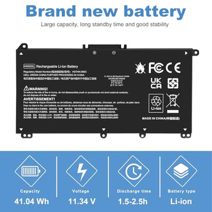 HW03XL Laptop Battery for HP Pavilion 15-EG 15-EG1025CL 15-EG1053CL 15-EH 15-EH1254NG 17-CN 17-CN0065CL 17-CN0023DX 17-CN0053CL 15T-EG 15Z-EH 17-CP 17S-CU 17T-CN 17Z-CP Series L97300-005 HSTNN-IB90 - size: HW03XL 8.94*4.96*0.71 in