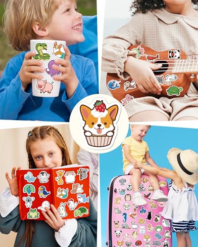 300 Pcs Animal Stickers for Kids, Cute Water Bottle Stickers, Party Favors | Vinyl Waterproof Kid Sticker Pack, Kids Classroom Prizes for Elementary Students, Goodie Bags Stuffers for Kids - style: 300 Pcs