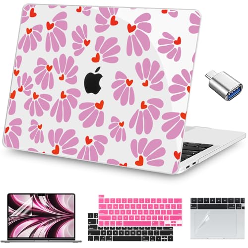 Teryeefi for MacBook Pro 13 Case 2022 2021 2020-2016 Release A2338 M2/M1 A2251 A2289 A2159 A1989 A1706, Laptop Hard Shell with Keyboard Cover & Trackpad Film & Type C Adapter, Pretty Floral 138 - color: Pretty Floral 138