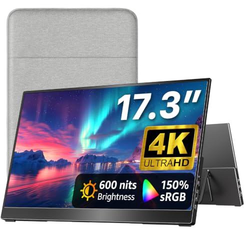 kksmart Portable Monitor for Laptop MacBook Surface PC Xbox PS5, Travel Monitor Second Screen for Laptop, HDMI USB-C VESA Compatible Built-in Speaker, 17.3 - size: 17.3