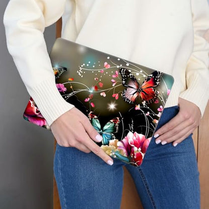Laptop Skin Sticker 3-Piece Set,Colorful Butterflies | Trim-to-fit 3-piece vinyl set with one 15 x 10.6 in lid skin and two palm-rest decals for many 12-15.6 in laptops - color: Colorful Butterflies