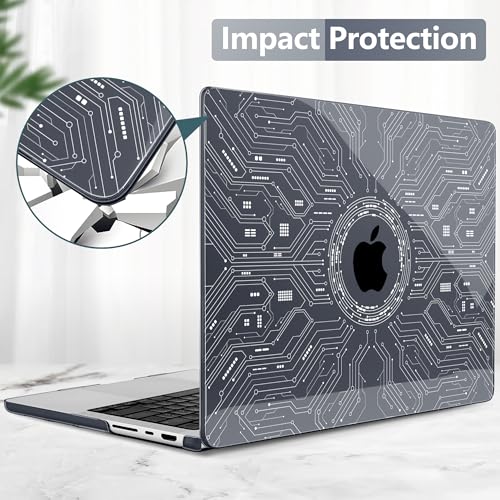 Batianda Case for New MacBook Pro 16 Inch 2026 M5 2024 2023 2021 Release with M4 M3 M2 M1 Pro/Max Chip - Ultra Slim 1.2mm Glossy Hard Shell Protective Skin Keyboard Cover 4-in-1 Bundle, Circuit Board - color: Circuit Board