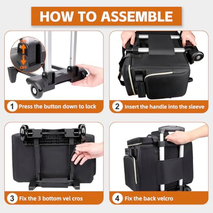Rolling Teacher Bag with Detachable Cart - 1680D Waterproof Oxford Rolling Cart for Teachers, Large Capacity Tote with Wheels Fits 15.6" Laptop & Tablet(BLACK) - color: Black
