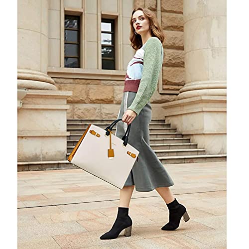 BOSTANTEN Genuine Leather Briefcase for Women 15.6'' Laptop Work Tote Bag | Laptop Compartment, Spacious Interior, Structured, Professional Style, Detachable Shoulder Strap, Office, Business, Commute - color: A-beige