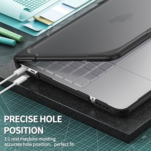 Batianda Heavy Duty Case for MacBook Neo 13 Inch 2026, Black | Fits Model A3404 A18 Pro Chip, Ergonomic Foldable Stand Holds 22lbs, TPU Bumper, Matte Translucent Shockproof Hard Shell - color: Black