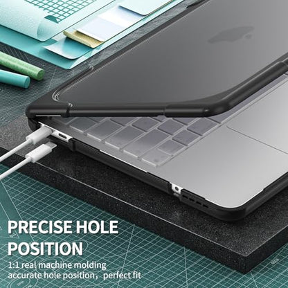 Batianda Heavy Duty Case for MacBook Neo 13 Inch 2026, Black | Fits Model A3404 A18 Pro Chip, Ergonomic Foldable Stand Holds 22lbs, TPU Bumper, Matte Translucent Shockproof Hard Shell - color: Black