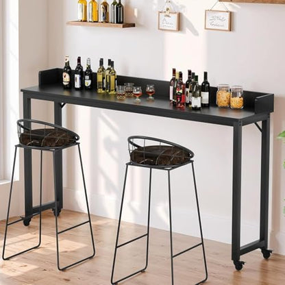 Clevich Overbed Table with Wheels, 16" D x 71" W x 41" H Mobile Bed Desk | Queen Full Size Mobile Computer Desk with eavy Duty Metal Leg, Standing Laptop Cart, for Bedroom, Living Room - color: Black