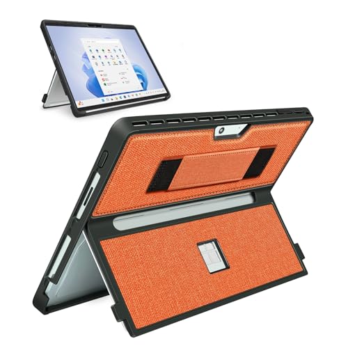 Case for 13" Microsoft Surface Pro 12th 2026/11/10/9/8, Orange | All-in-One Shockproof Bumper Cover, w/ Hand Strap & Kickstand, Fits Type Cover Keyboard, TPU+PU Protective Case - color: Orange