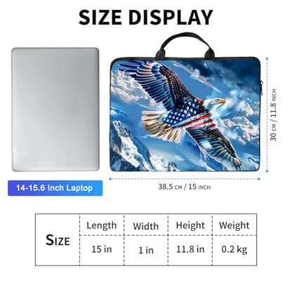Laptop Bag,14 15 15.6 inch Laptop Case Sleeve,Computer Sleeve with Handle for Women Men,Carrying Case for MacBook,Dell,Lenovo,Notebook Computer,Eagle American Flag - color: Eagle American Flag