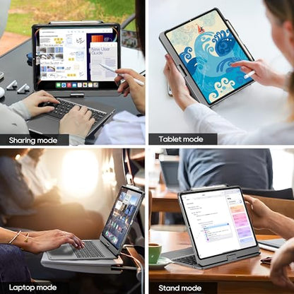 Keyboard Case for iPad Air 13 inch, Pro 13 and Pro 12.9 (6th-3rd Gen) Gary | Pekarejue 360 Rotatable, Trackpad, Backlit, Pencil Holder, Fit iPad Air 13 M4 M3 M2, M5 M4 Pro 13"/12.9" (6th 5th 4th 3rd ) - color: Space Gray, size: iPad Air/iPad Pro (13"/12.9