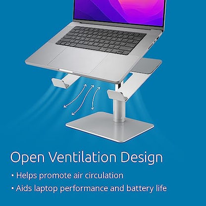 Kensington Universal Laptop Riser – Adjustable Steel & Aluminum Stand, 5.9–7.9” Height, 0–45° Tilt, Supports Laptops up to 16”/17.6 lb, Anti‑Slip Pads, Open Ventilation Design (K50424WW)