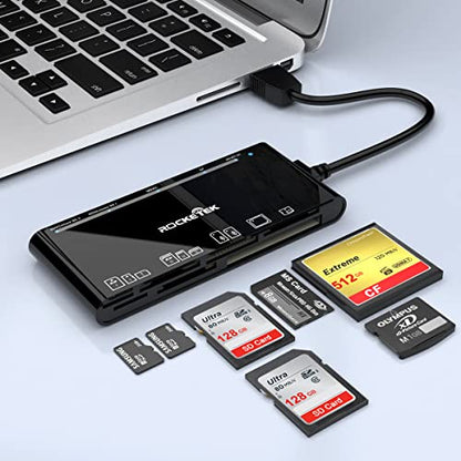 USB3.0 Multi-Card Reader, SD/TF/CF/Micro SD/XD/MS 7 in 1 Fast 5Gbps Memory Card Reader/Writer/Hub for SD SDXC SDHC CF CFI TF Micro SD Micro SDXC Micro SDHC MS MMC UHS-I Cards,for Windows/Linux/Mac OS - color: Black