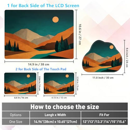 Laptop Skin Sticker Decal 15-15.6 Inch with Cute Mouse Pad, Universal Reusable Vinyl Sticker for 12.1 13 13.3 14 15.4 Inch Netbook and Notebook PC, Minimalist Mountain - color: Minimalist Mountain