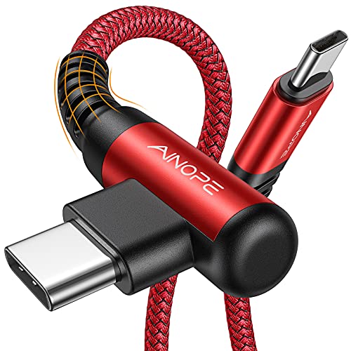 AINOPE USB C Cable 60W 2-Pack 3.3ft Nylon Braided USB C to USB C Cable Type C Charger Fast Charging Right Angle USBC Cable Charger Cord for iPhone 16 Pro Max 15 Plus Samsung S24 S23 iPad Pro Red - color: Red, size: 3.3FT+3.3FT