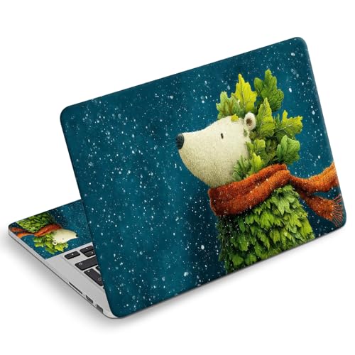 Universal Laptop Skin Sticker Decal, Compatible with MacBook HP Dell Lenovo 12"-15.6", Reusable Vinyl Notebook Cover 3PCS Set, High-Recognition Film-Polar Bear Leave Scarf - color: Polar Bear Leave Scarf