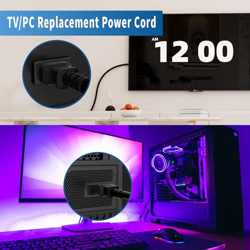 Adoreen Computer TV Monitor Replacement Power Cord 10 Ft/10 Pack, 3-Prong AC Universal Power Supply Cable 5-15P to IEC 320 C13 C14, SJT 18AWG 10A/125V for Treadmill Printer,PC,Desktop+Ties-ETL-Black - size: 10FT, style: 10 Pack