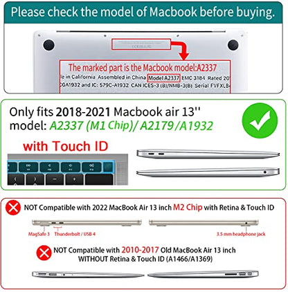 Teryeefi Compatible with 2020 MacBook Air 13 inch Case 2021 2019 Model M1 A2337 A2179 A1932, Clear Hard Shell Case & Keyboard Cover & Screen Protector for Mac Air 13 with Touch ID, Tropical Leaves - color: Tropical Leaves