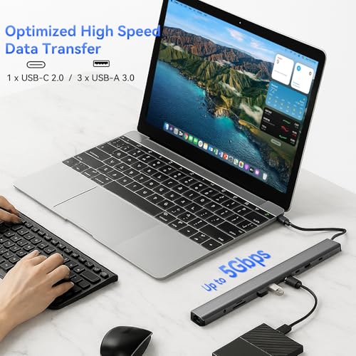 10-in-1 USB-C Laptop Docking Station with Adjustable Stand, 100W Power Delivery, 4K HDMI, Gigabit Ethernet, SD/TF Card Reader, 3 USB 3.0 Ports (Silver)