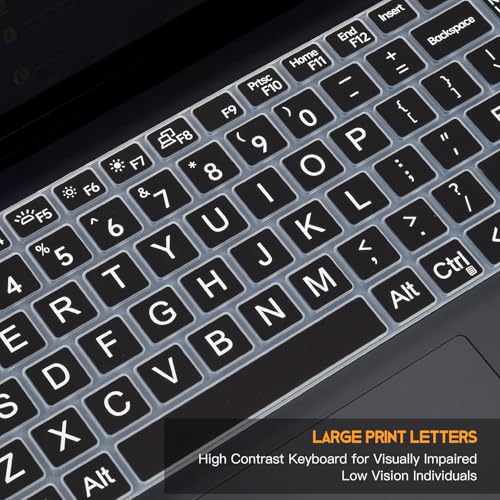 Large Print Keyboard Cover Skin for 2026 2025 Dell 15 Laptop DC15250 DC15255 15.6, Inspiron 15 3510 3520 3530 3511 3525 3535 5510 5515 5518/ Inspiron 16 5640 5645, 15.6 Dell Latitude 3520 Laptop,Black - color: Black Large Letters