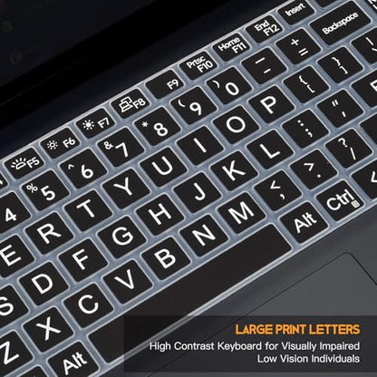 Large Print Keyboard Cover Skin for 2026 2025 Dell 15 Laptop DC15250 DC15255 15.6, Inspiron 15 3510 3520 3530 3511 3525 3535 5510 5515 5518/ Inspiron 16 5640 5645, 15.6 Dell Latitude 3520 Laptop,Black - color: Black Large Letters