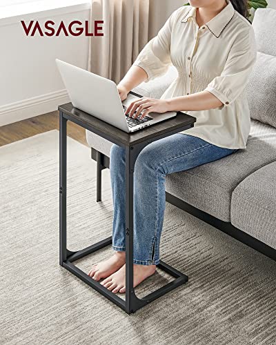 VASAGLE C-Shaped End Table, Side Table for Sofa, Couch Table with Metal Frame, Small TV Tray Table for Living Room, Bedroom, Ebonized Oak Finish and Black ULET353B42 - color: Ebonized Oak Finish + Black