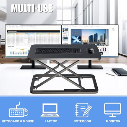 Keyboard Riser for Desk- 23.6’‘ Height Adjustable Standing Desk Converter, Table Lifter for Standing, Keyboard and Mouse Riser for Ergonomic Sit Stand Workstations, 6 Height Levels