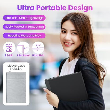 Upperizon Portable Monitor 15.6 inch FHD 87% sRGB 60Hz IPS HDR HDMI USB-C Travel Monitor for Laptop MacBook PC Surface PS5 Xbox, External Display with Kickstand & Speakers, VESA Compatible - size: 15.6 inch