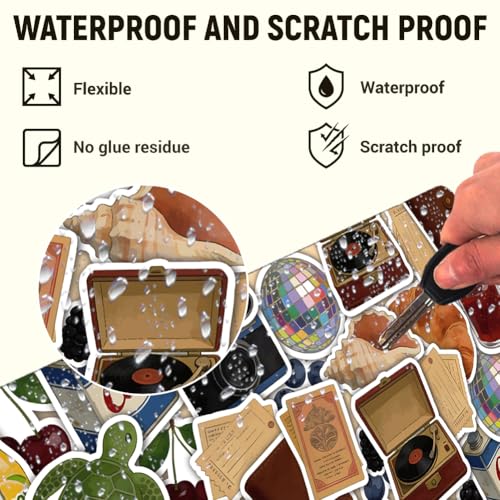 3Pcs Laptop Skin Sticker Decal Vintage PVC Laptop Sticker Fits for 12-16 Inch Notebook Waterproof Scratch Proof Universal Notebook PC Personalized Protector Gift - style: Retro collage
